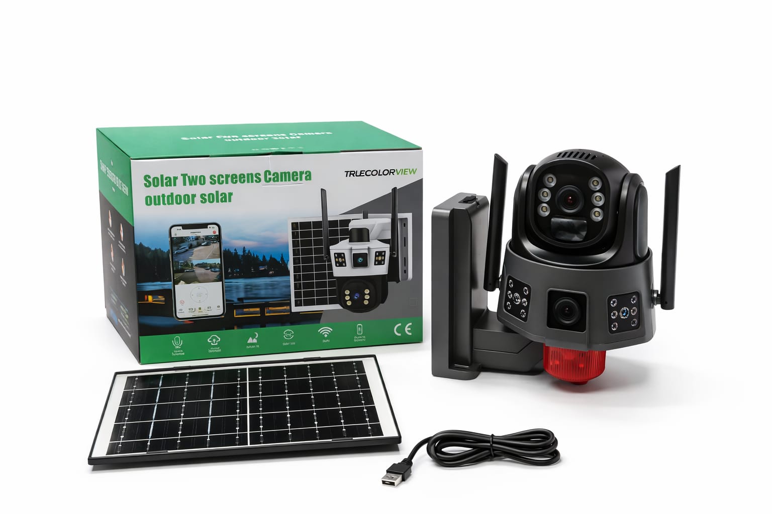 Outdoor Sicherheitskamera mit Solarpanel und Dual-Sensor